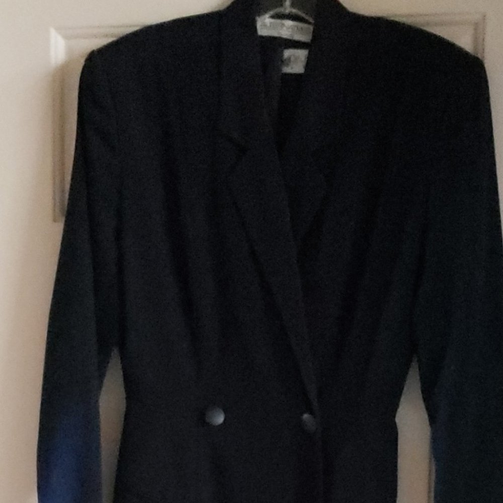 Tahari "Alternatives" label 100% wool gabardine, navy coat dress, Size 2